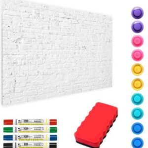 Allboards Tablica Magnetyczna Metalowa Biała Cegła Mur Ceglany 90X60Cm Metalboards Blacha Z Nadrukiem Na Wszystkie Rodzaje Magnesów + Zestaw Akcesorió
