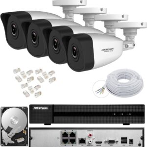 HIKVISION ZESTAW 4 KAMERY HWI-B140H 1TB IP POE MONITORING